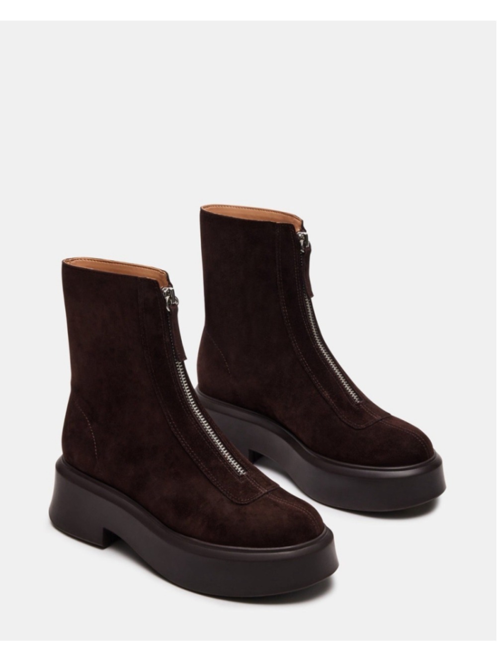 Steve Madden Women's Jones Ankle Boots Brown Suede, Lug Zip Moto Size 6.5 - Picture 1 of 14